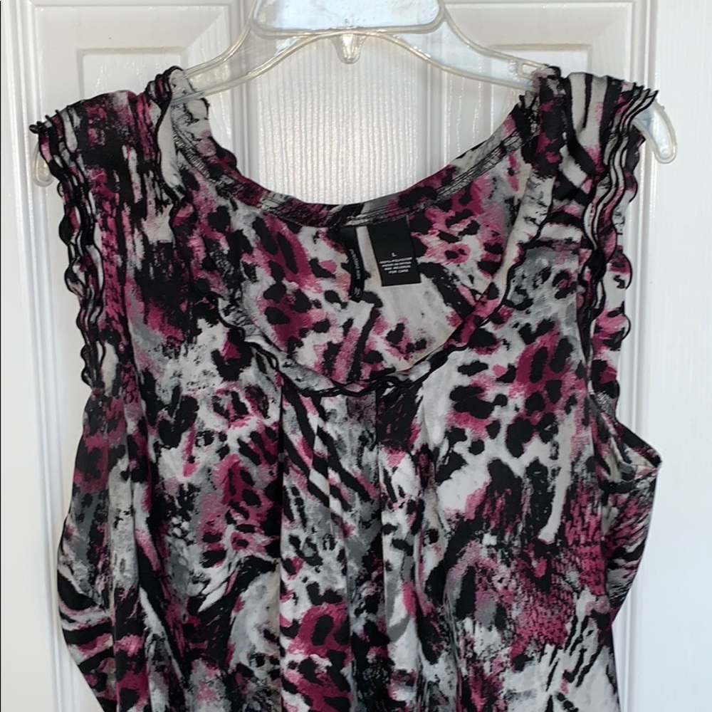 Ladies Sleeveless Top Purple Black Gray Large EUC - Picture 2 of 3